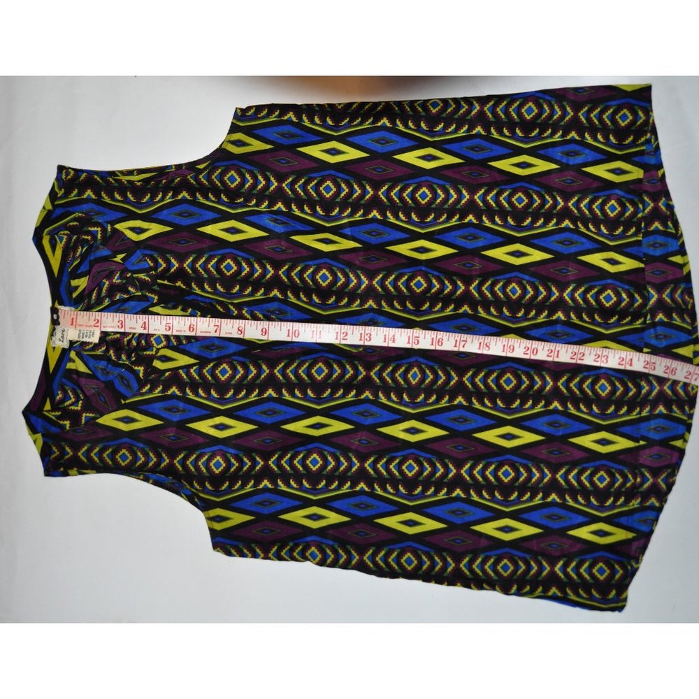 Sleeveless Summer Tunic Blouse by LOVE Note , Geometric pattern, size S - Picture 9 of 16